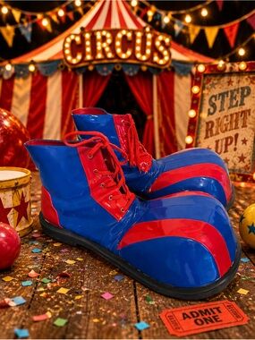🎪 🤡 Adult Oversized Clown Shoes Red Blue Circus Costume Boots Halloween Prop